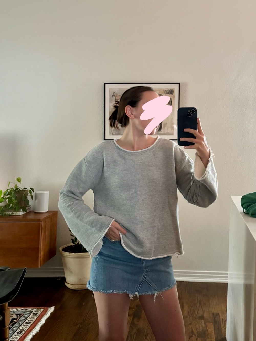 Urban Outfitters Light Gray Raw-Edge Sweatshirt